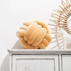 Pillow Haven Bettzeug-Knotenball-Plüschkissen - Gemütliches Dekokissen