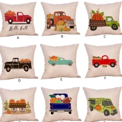 Cozy Haven Bettzeug-Kürbis Truck Kissenbezüge - Halloween Herbst Dekor Akzent