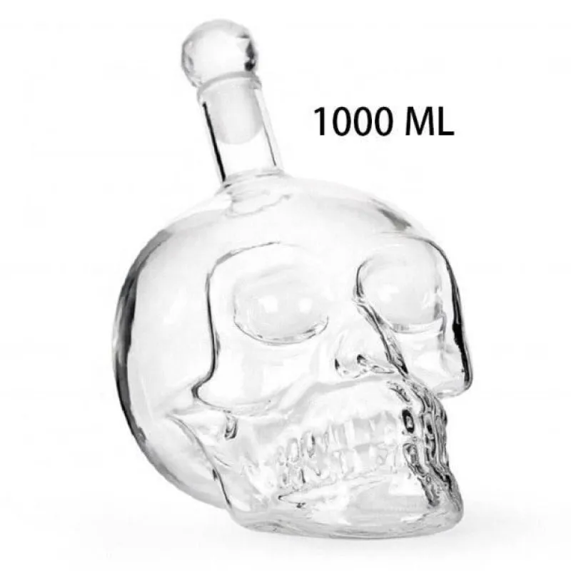 The Decor Haven Küche & Esszimmer-Kristallschädel-Dekanter – Einzigartige Spirituosenflasche aus Glas