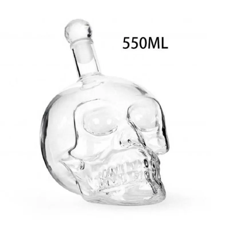 The Decor Haven Küche & Esszimmer-Kristallschädel-Dekanter – Einzigartige Spirituosenflasche aus Glas