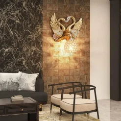 Bright Accents Beleuchtung-Kristallschwanen-Wandleuchte – Elegante dekorative Beleuchtung