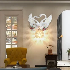 Bright Accents Beleuchtung-Kristallschwanen-Wandleuchte – Elegante dekorative Beleuchtung