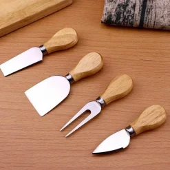 Tom Küche & Esszimmer-Käsemesser-Set – Hochwertige Edelstahlwerkzeuge mit eleganten Holzgriffen