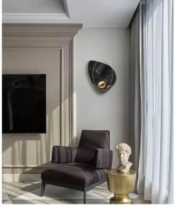 Glow Haven Beleuchtung-Küsten-Marmor-Muschel-Wandlampe – Elegante Strandbeleuchtung