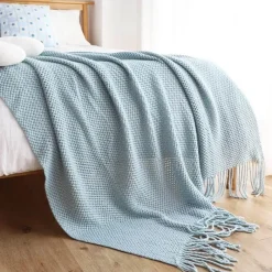 Wrap u0026 Relax Bettzeug-Kuschelige Strickdecke – Überwurf mit Quasten für Sofa oder Bett