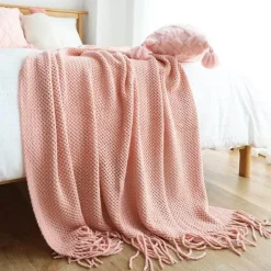 Wrap u0026 Relax Bettzeug-Kuschelige Strickdecke – Überwurf mit Quasten für Sofa oder Bett