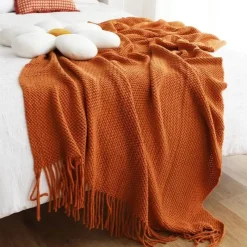 Wrap u0026 Relax Bettzeug-Kuschelige Strickdecke – Überwurf mit Quasten für Sofa oder Bett