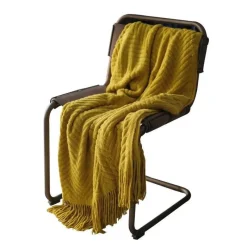 Wrap u0026 Relax Bettzeug-Kuschelige Tweed-Strickdecke – Überwurf mit Quasten für Sofa oder Bett