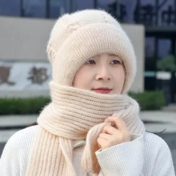 Wilderness Haven Outdoor-Artikel|Camping Im Freien-Kuscheliges Wintermütze-Schal-Set – warmes Plüsch-Winteraccessoires