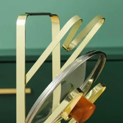 The Decor Haven Küche & Esszimmer-3-lagiges Topfdeckel-Halterregal - Küchenaufbewahrungs-Organizer für Kochgeschirr