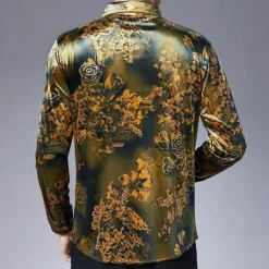 Herren Heritage Threads Herrenbekleidung-Langarmhemd aus Stretch-Samt für Herren mit Blumenmuster