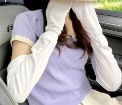 Damen The Relaxation Nook Autozubehör|Automobilindustrie-Langarmshirt mit Sonnenschutz – Sommertop aus Seide mit UV-Schutz