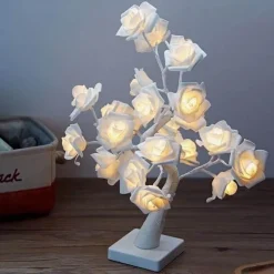 Comfort u0026 Style Beleuchtung-LED Rose Night Light with Clock - Romantic Warm Decor Lamp