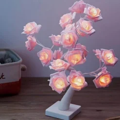 Comfort u0026 Style Beleuchtung-LED Rose Night Light with Clock - Romantic Warm Decor Lamp