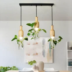 Comfort u0026 Style Beleuchtung-LED Wooden Pendant Light - Stylish Plant Hanging Fixture