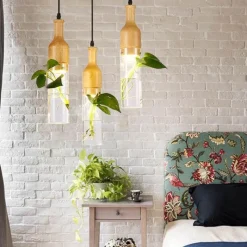 Comfort u0026 Style Beleuchtung-LED Wooden Pendant Light - Stylish Plant Hanging Fixture