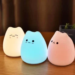 The Decor Haven Babyspielzeug|Beleuchtung-LED-Katzen-Nachtlampe – Buntes Silikonlicht mit Berührungssensor