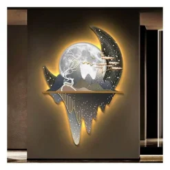 Accent u0026 Adorn Beleuchtung-LED-Leinwandkunst – Mystisches Mondlicht-Walddekor