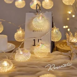 Bright Accents Beleuchtung-LED-Muschel-Lichterkette – Romantisches fluoreszierendes Dekor