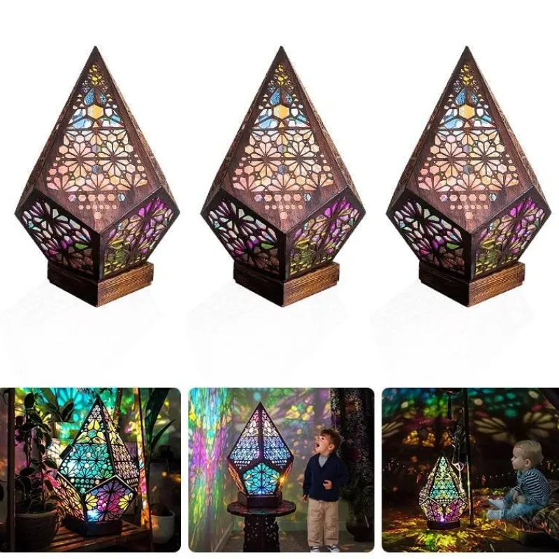 Comfort u0026 Style Outdoor & Garten|Beleuchtung-LED-Nachtlampenprojektor aus Holz – stimmungsvolle Beleuchtung