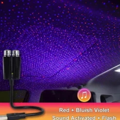 Wild u0026 Free Gear Autozubehör|Automobilindustrie-LED-Nachtlichtprojektor mit Tonaktivierung – farbenfrohes Himmelsdesign