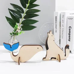 Timeless Touch Beleuchtung-LED-Nachttischlampen aus Holz mit Tiermotiven – Bezaubernde Nachtlichter für Kinder