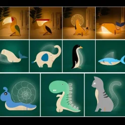 Timeless Touch Beleuchtung-LED-Nachttischlampen aus Holz mit Tiermotiven – Bezaubernde Nachtlichter für Kinder