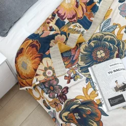 Warm Embrace Bettzeug-Leichte Baumwoll-Überwurfdecke mit Blumenmuster – Sommer-Wohndeko