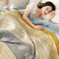 Snug u0026 Soft Bettzeug-Leichte Baumwollgazedecke mit Streifen - Sommer-Reisehandtuchdecke