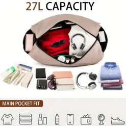 BagAura Taschen & Geldbörsen-Leichte Reisetasche – Reisetasche mit großem Fassungsvermögen und abnehmbarem Riemen