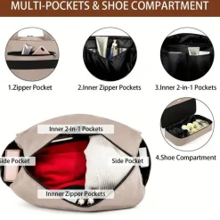 BagAura Taschen & Geldbörsen-Leichte Reisetasche – Reisetasche mit großem Fassungsvermögen und abnehmbarem Riemen