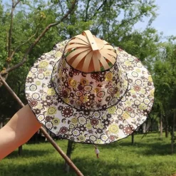 Wilderness Haven Outdoor-Artikel|Camping Im Freien-Leichte Sommermütze aus Bambus – süßer faltbarer Sonnenhut