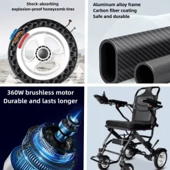 Tranquil Touch Mobilitäts- Und Support-Tools|Gesundheits-Gadgets-Leichter faltbarer Elektrorollstuhl für Senioren – Kompakte Mobilitätshilfe