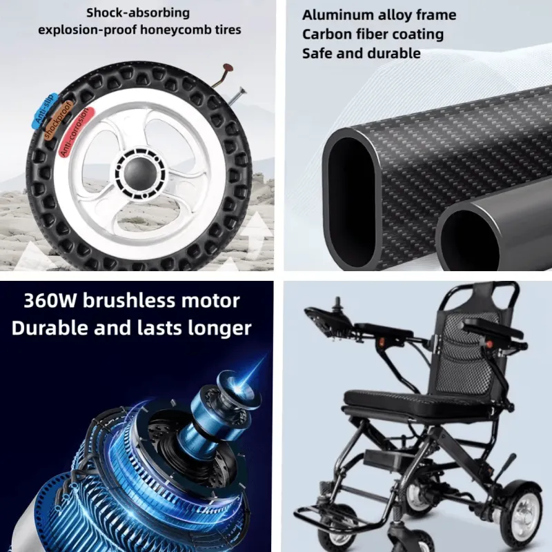 Tranquil Touch Mobilitäts- Und Support-Tools|Gesundheits-Gadgets-Leichter faltbarer Elektrorollstuhl für Senioren – Kompakte Mobilitätshilfe