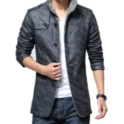 Herren Heritage Threads Herrenbekleidung-Leichter Windbreaker-Mantel aus Leder für Herren – Stilvolle lange Jacke