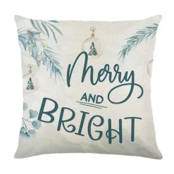 Pillow Haven Bettzeug-Leinen Kissenbezug mit Weihnachtsbuchstaben-Print - Weihnachtsdekoration