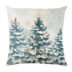 Pillow Haven Bettzeug-Leinen Kissenbezug mit Weihnachtsbuchstaben-Print - Weihnachtsdekoration