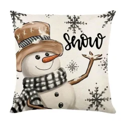 Pillow Haven Bettzeug-Leinen Kissenbezug mit Weihnachtsbuchstaben-Print - Weihnachtsdekoration