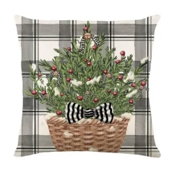 Pillow Haven Bettzeug-Leinen Kissenbezug mit Weihnachtsbuchstaben-Print - Weihnachtsdekoration