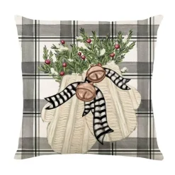Pillow Haven Bettzeug-Leinen Kissenbezug mit Weihnachtsbuchstaben-Print - Weihnachtsdekoration