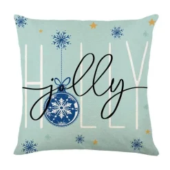 Pillow Haven Bettzeug-Leinen Kissenbezug mit Weihnachtsbuchstaben-Print - Weihnachtsdekoration
