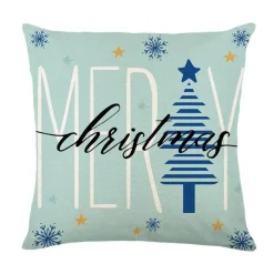 Pillow Haven Bettzeug-Leinen Kissenbezug mit Weihnachtsbuchstaben-Print - Weihnachtsdekoration