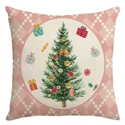 Pillow Haven Bettzeug-Leinen Kissenbezug mit Weihnachtsbuchstaben-Print - Weihnachtsdekoration