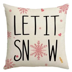 Pillow Haven Bettzeug-Leinen Kissenbezug mit Weihnachtsbuchstaben-Print - Weihnachtsdekoration
