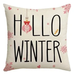 Pillow Haven Bettzeug-Leinen Kissenbezug mit Weihnachtsbuchstaben-Print - Weihnachtsdekoration