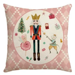 Pillow Haven Bettzeug-Leinen Kissenbezug mit Weihnachtsbuchstaben-Print - Weihnachtsdekoration