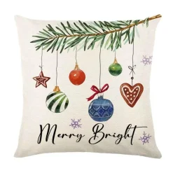 Pillow Haven Bettzeug-Leinen Kissenbezug mit Weihnachtsbuchstaben-Print - Weihnachtsdekoration