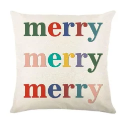Pillow Haven Bettzeug-Leinen Kissenbezug mit Weihnachtsbuchstaben-Print - Weihnachtsdekoration