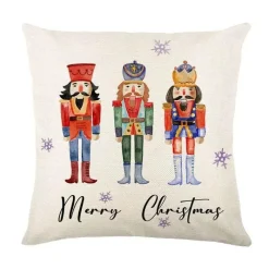 Pillow Haven Bettzeug-Leinen Kissenbezug mit Weihnachtsbuchstaben-Print - Weihnachtsdekoration