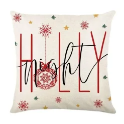 Pillow Haven Bettzeug-Leinen Kissenbezug mit Weihnachtsbuchstaben-Print - Weihnachtsdekoration